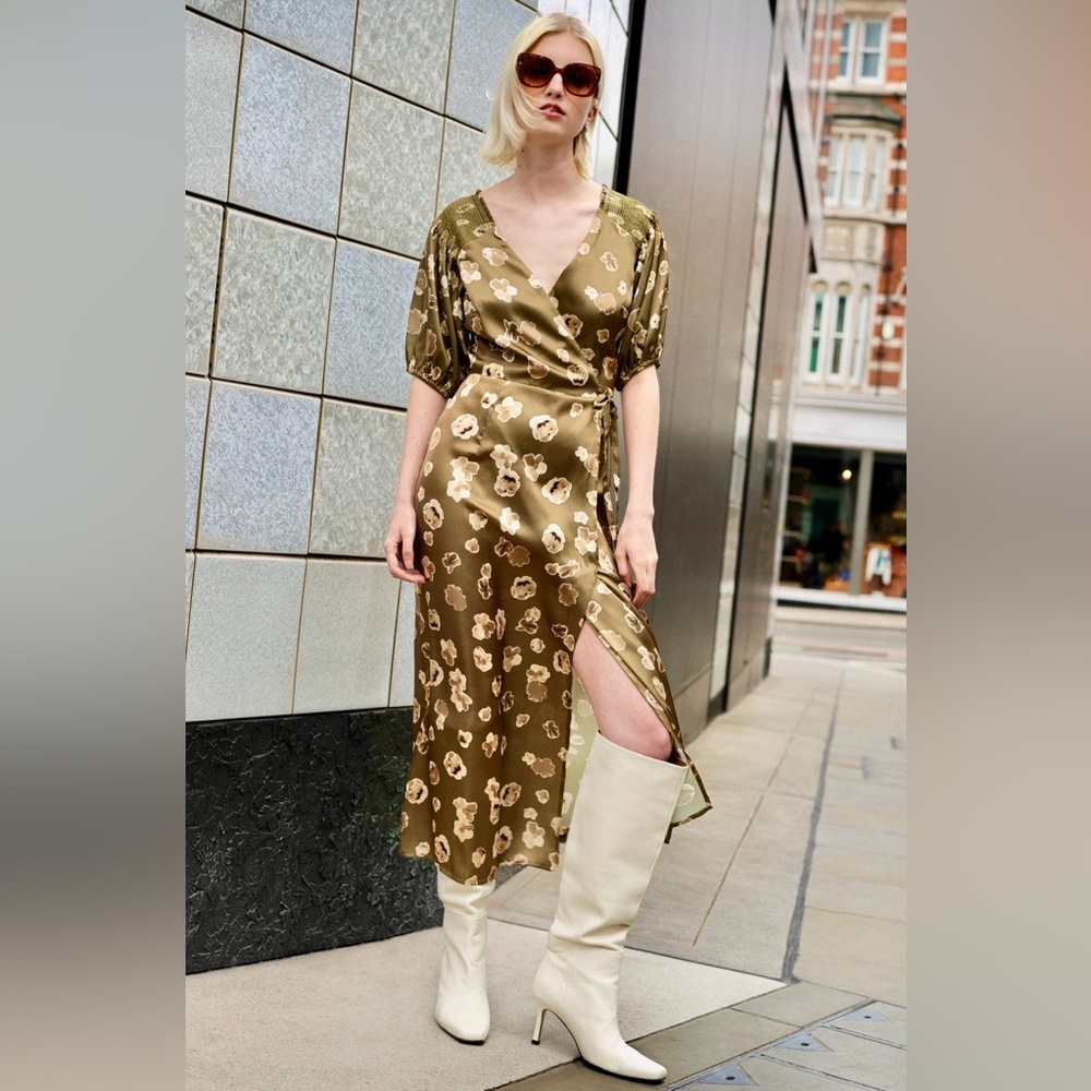 Bronwyn Aleeya Satin Midi Wrap Dress